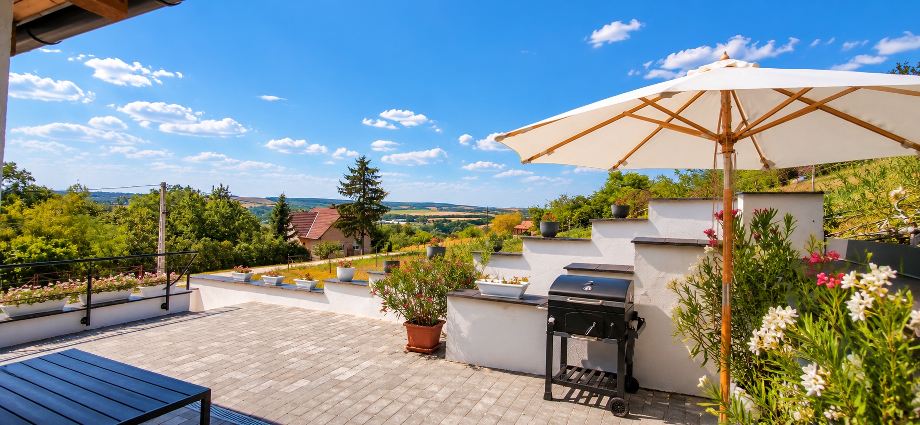 Terasz grillel és panorámás kilátással, Kötcse